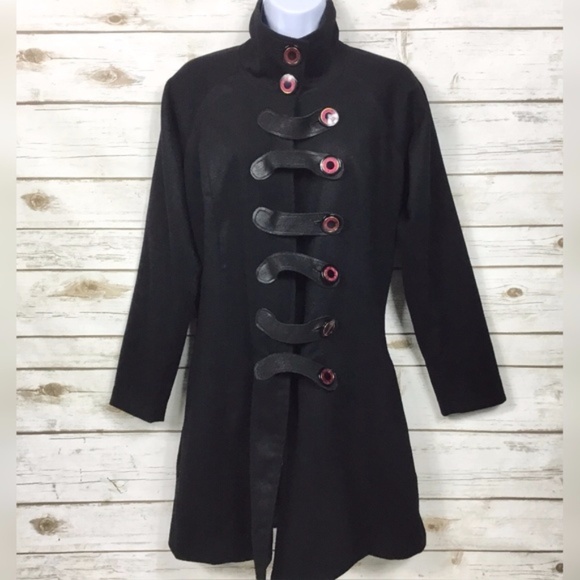 Black Cashmere Designer Coat Goth Steampunk Linden - Picture 1 of 8